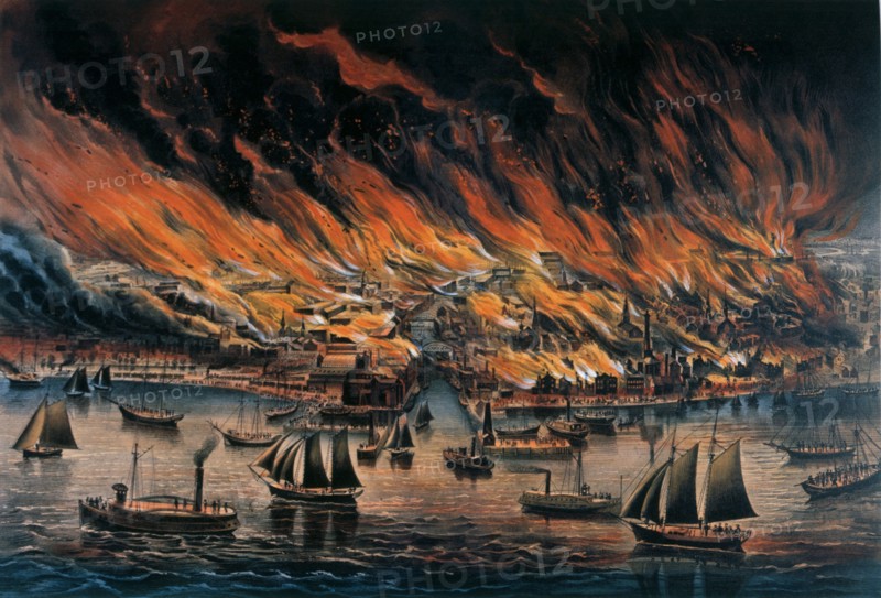 The Great Fire at Chicago, Currier & Ives, Lithograph, October 8, 1871