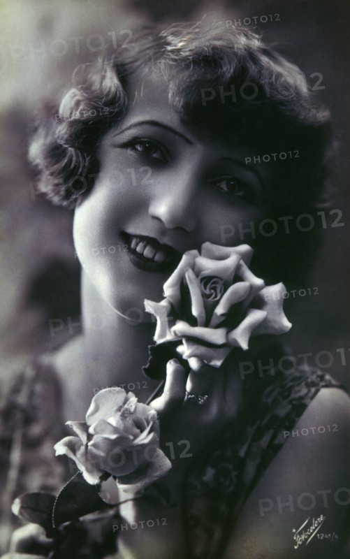Smiling Woman with Roses, Portrait, circa 1910