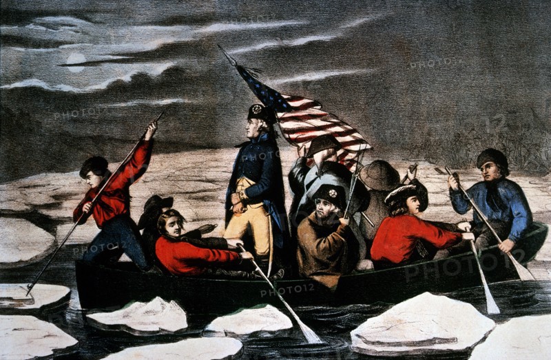 George Washington crossing the Delaware River, December 25, 1776, Currier & Ives, Lithograph