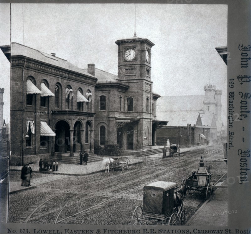 Lowell, Eastern & Fitchburg Railroad Station, Boston, Massachusetts, USA, circa 1900