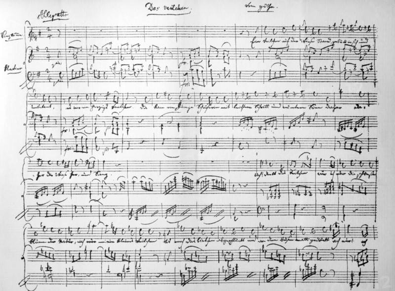 Musical Manuscript by Wolfgang Amadeus Mozart, Music for Goethe's The Violet