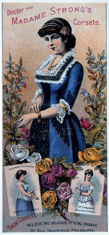Doctor and Madame Strong's Corsets, Trade Card , circa 1885