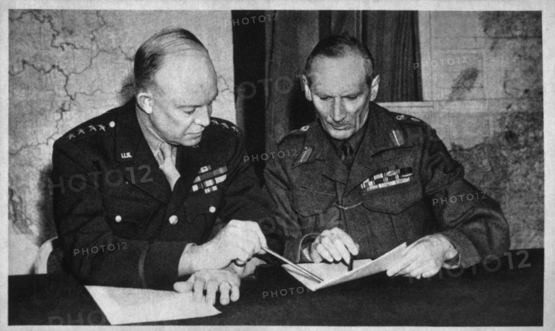 Dwight D. Eisenhower Conferring with Bernard L. Montgomery, London, England, World War II, 1944