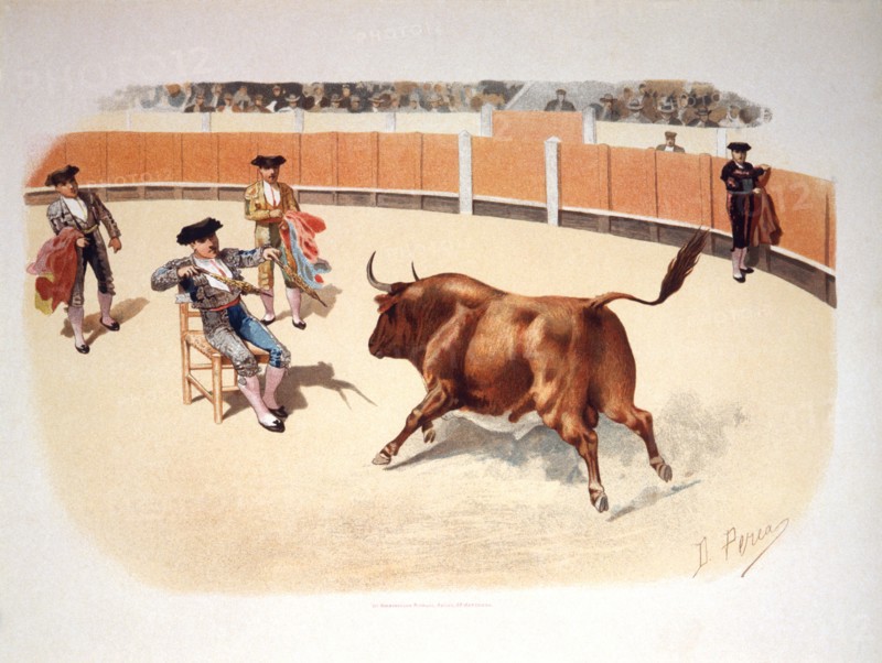 Citando Para ed Quiebro en la Silla, Bull Fighting, Chromolithograph, 1900