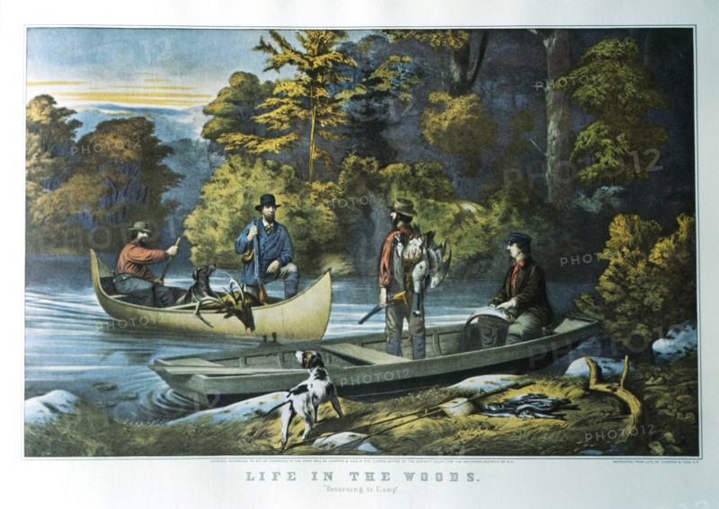Life in the Woods: Returning to Camp, Currier & Ives, Lithograph, 1860