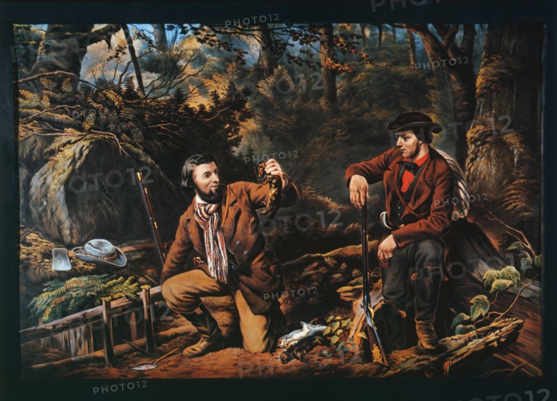 Mink Trapping, Currier & Ives, Lithograph, 1862