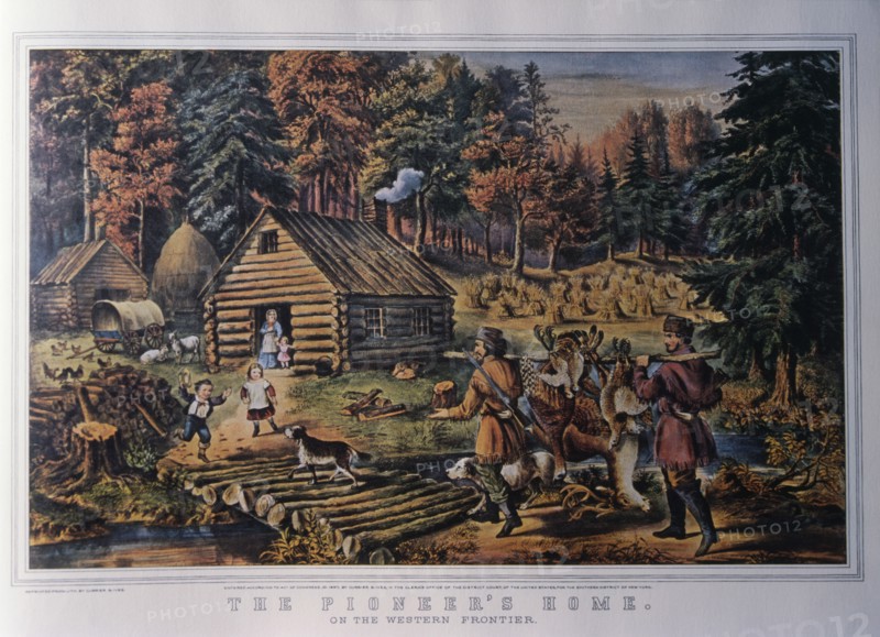 Pioneer's Home on the Western Frontier, Currier & Ives, Lithograph, 1867
