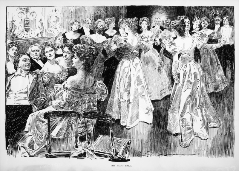 Hunt Ball, Charles Dana Gibson, Drawing, 1895