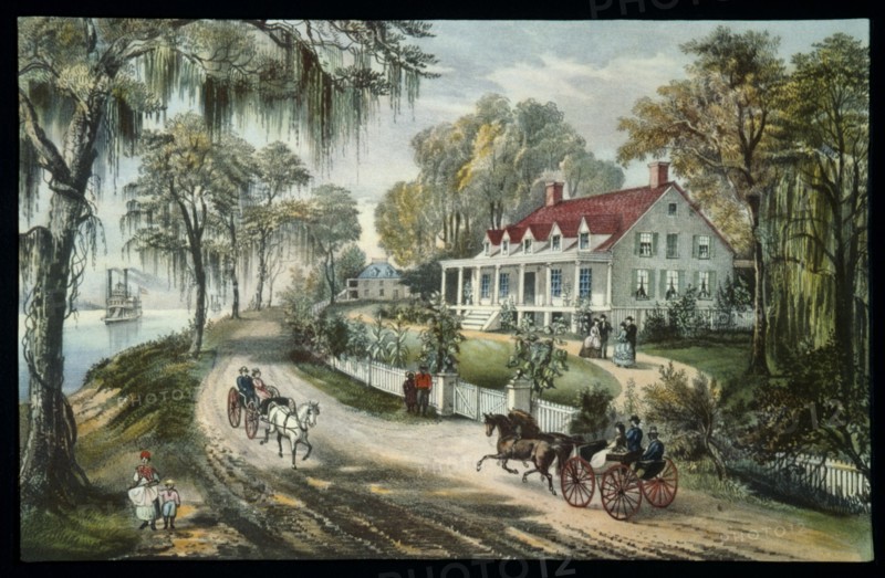 A Home on the Mississippi, Currier & Ives, Lithograph, 1871