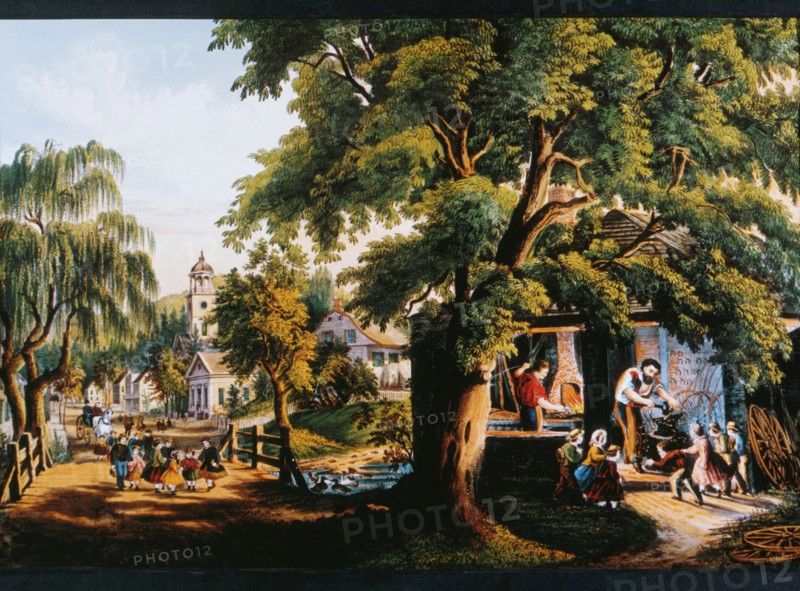 Village Blacksmith, Currier & Ives, Lithograph, 1864