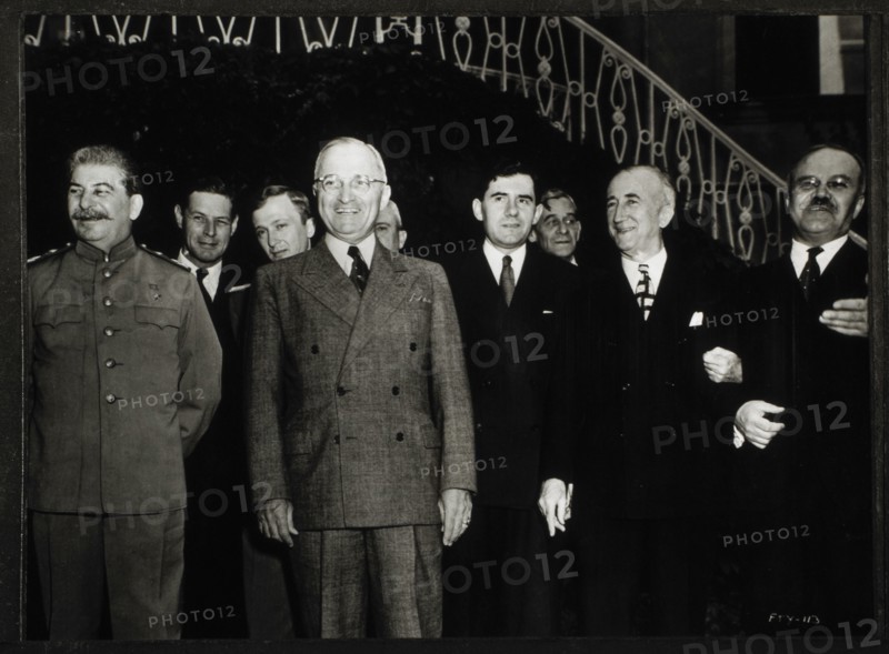 U.S. President Harry S. Truman and Soviet Leader Joseph Stalin Attending Potsdam Conference, Germany, July 18, 1945