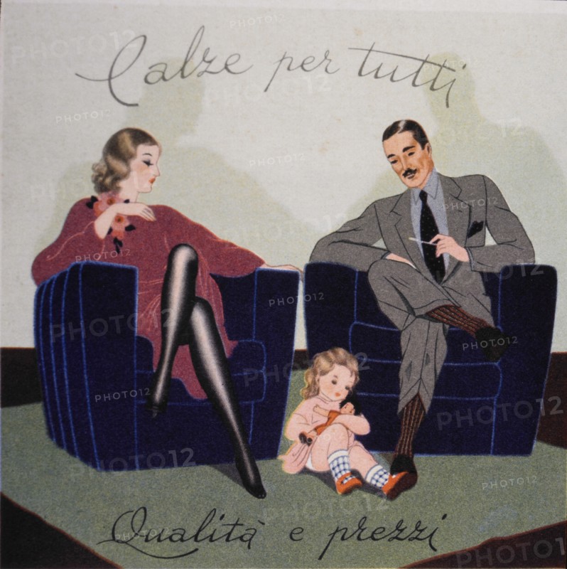 Couple With Child Portrait, Italian Clothing Advertisement, 1925