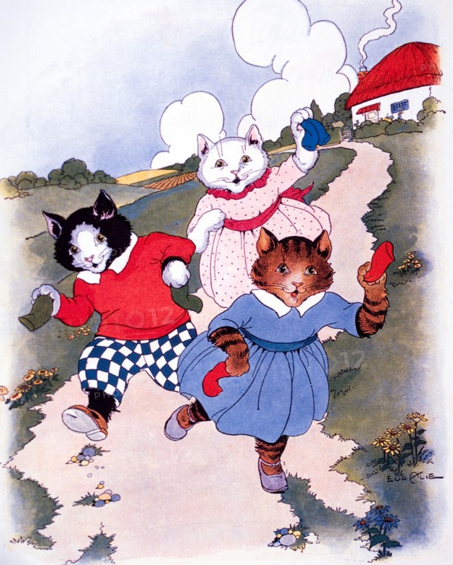 "Three Little Kittens", Mother Goose Nursery Rhyme, Illustration, Eulalie, 1925