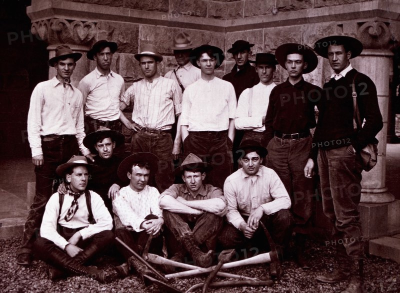 Group of Workers With Picks and Shovels, circa 1890
