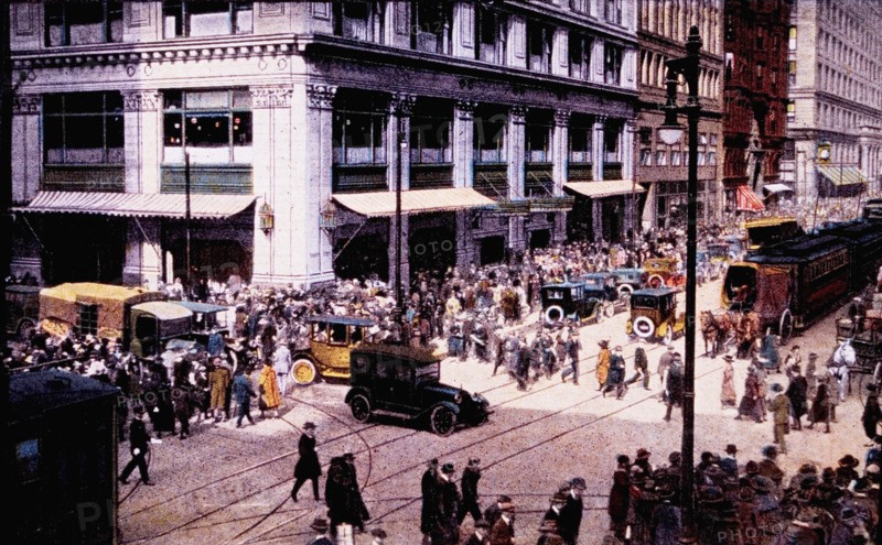 State & Madison Streets, Chicago, Illinois, USA, 1915