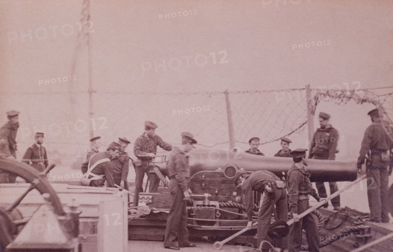 Pivot Gun Crew, USS Miami, Photograph by Matthew Brady, 1864