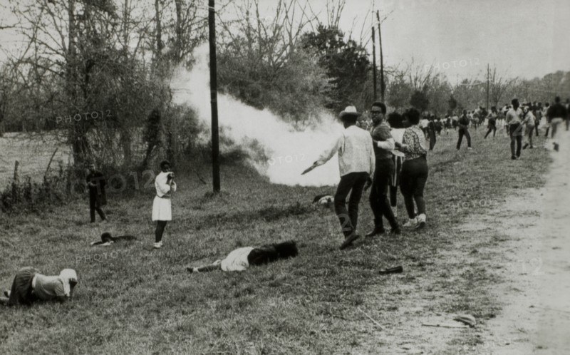 Civil Rights Demonstrators Scatter after Police Throw Smoke Bombs, Camden, Alabama, USA, March 31, 1965