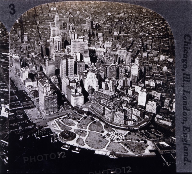 Lower Manhattan, New York City, USA, High Angle View, Single Image of Stereo Card, 1931