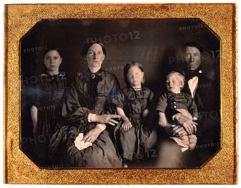 Couple With Two Daughters and Son, Portrait, Daguerreotype, circa 1850's