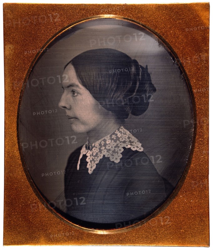 Young Woman with Lace Collar, Profile Portrait, Daguerreotype, circa 1850's