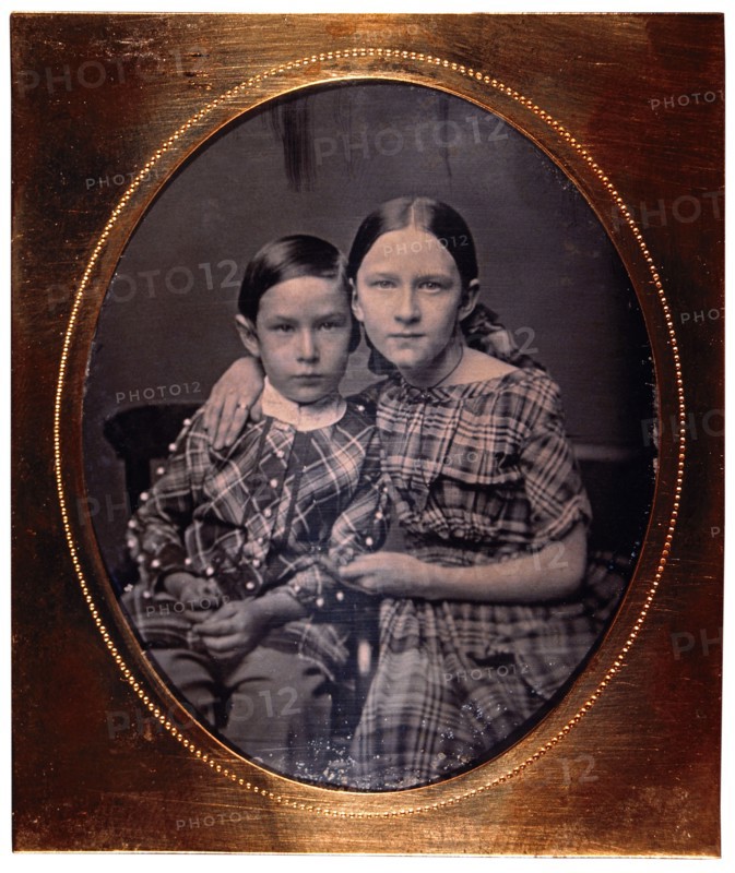 Young Boy and Girl, Portrait, Daguerreotype, circa 1850's