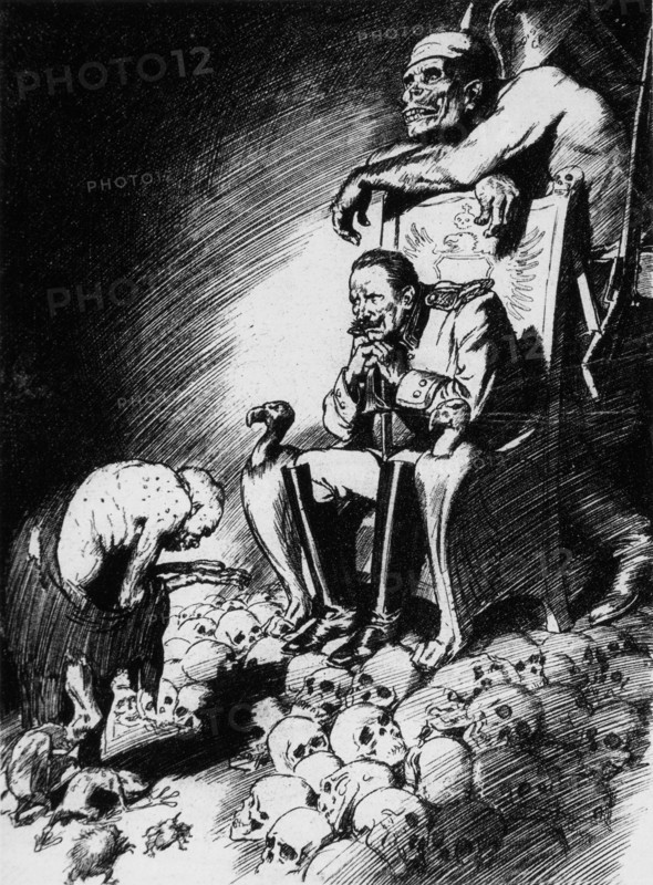 World War I Australian Cartoon in the Bulletin, Sydney, Australia, Disease to Kaiser Wilhelm, circa 1915