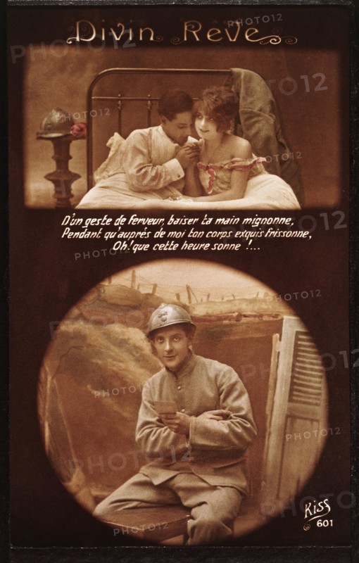 World War I French Poster Dream of Soldier in the Trenches, Divin Reve, circa 1914