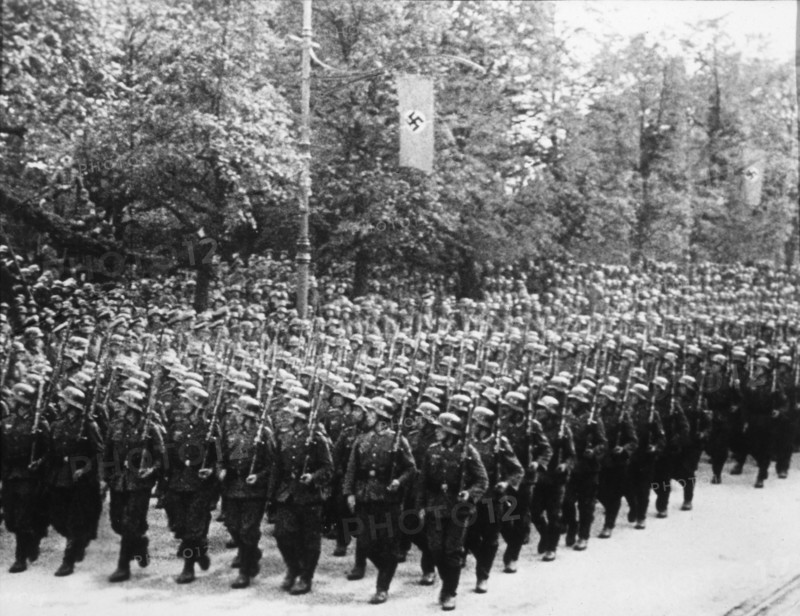 Marching Troops During Military Parade, Germany, circa 1939