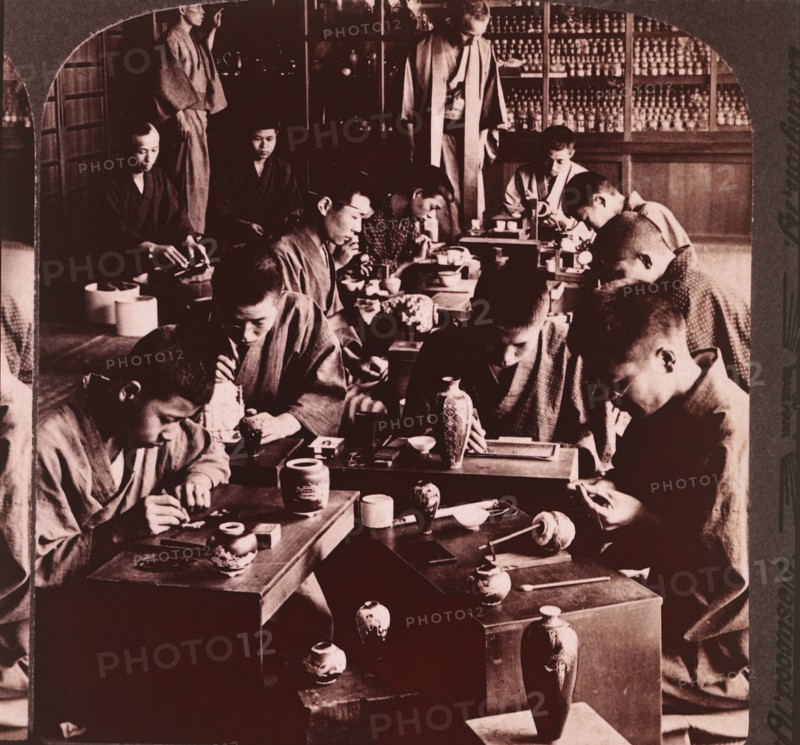Cloisonne Workers, Kyoto, Japan, Single Image of Stereo Card, circa 1904