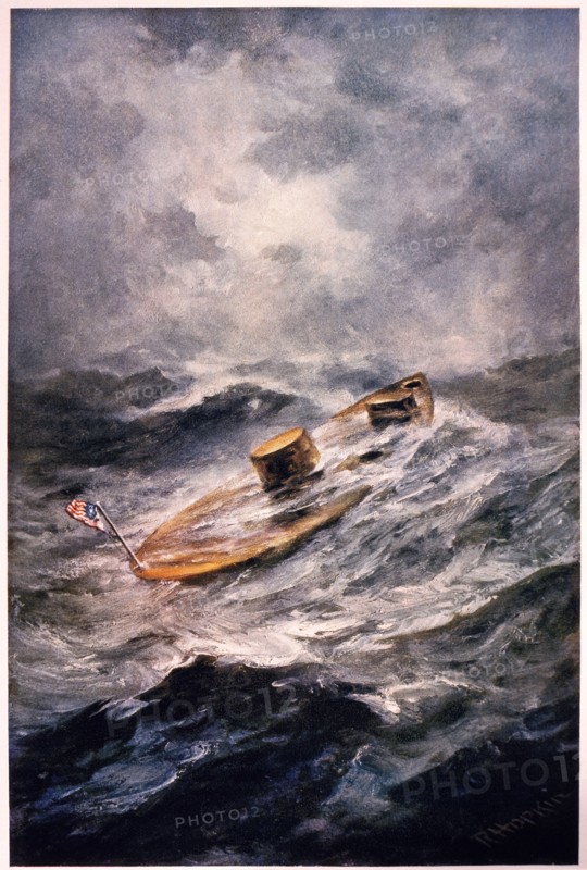 The "Monitor" in a Storm, 1862, Painting, Robert Hopkin
