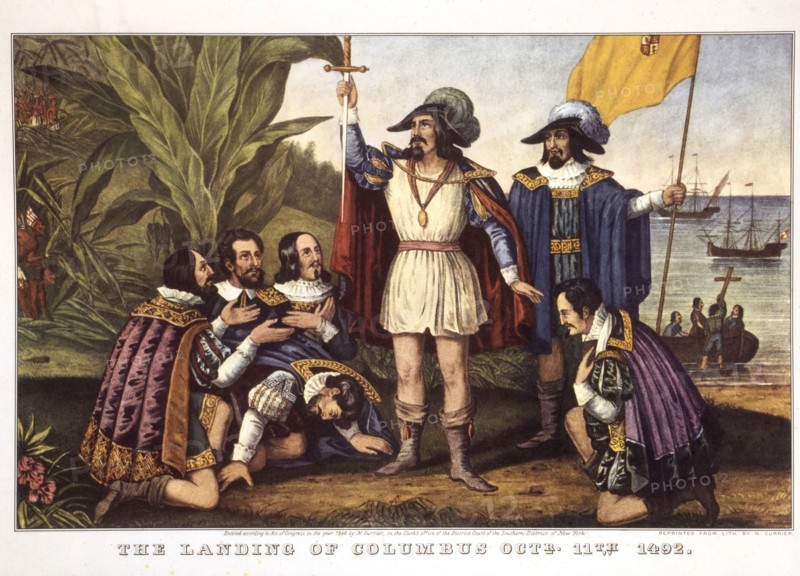 The Landing of Columbus, Oct. 11th 1492, Lithograph, Currier & Ives, 1846