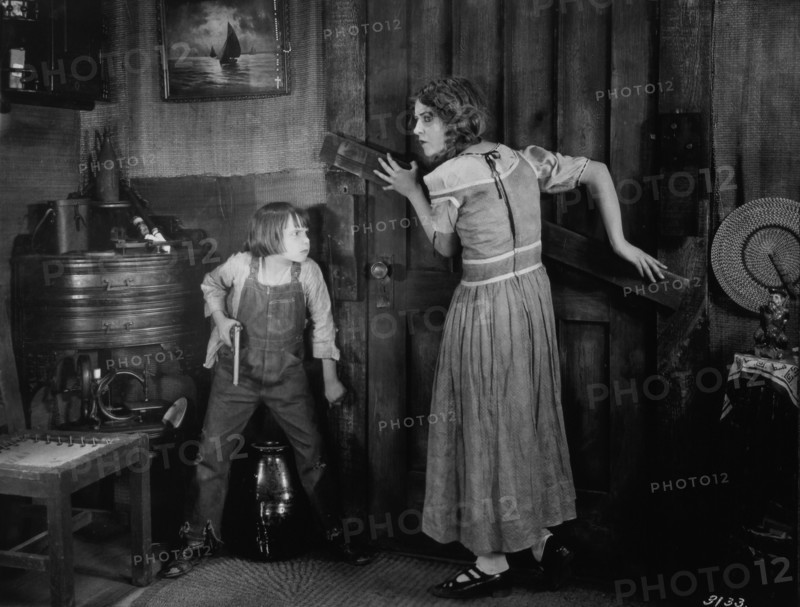 Jackie Coogan and Gloria Grey, On-Set of the Silent Film, Little Robinson Crusoe, 1924