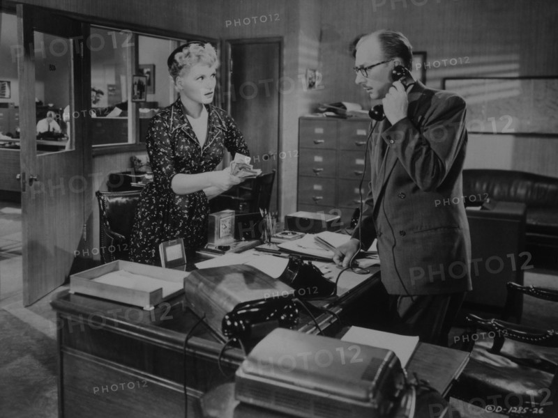 Judy Holliday and Vaughn Taylor, On-Set of the Film, It Should Happen to You, 1954