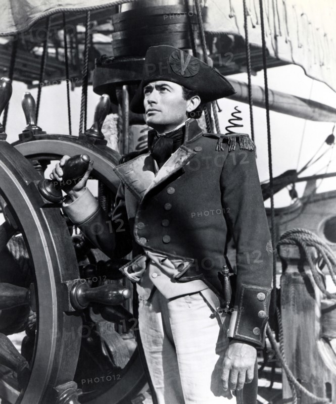 Gregory Peck on-set of the Film, Captain Horatio Hornblower, 1951