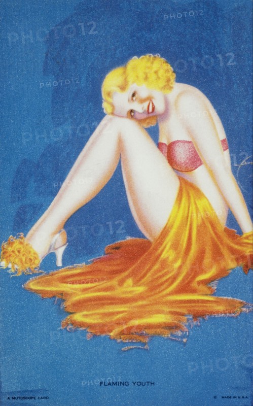 Sexy Blond Woman, "Flaming Youth", Mutoscope Card, 1940's