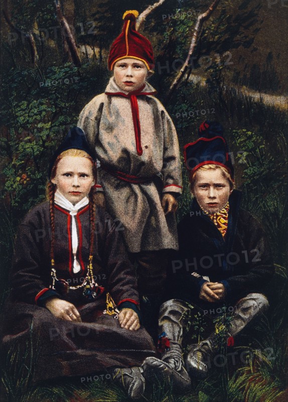 Lapp Children, Chromolithograph of Photograph, 1894