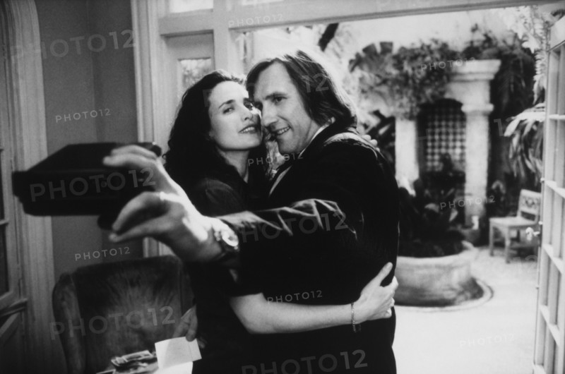Andie MacDowell and Gerard Depardieu Close Embrace While Taking Photo, On-Set of the Film, "Green Card", 1990