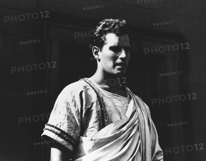 Charlton Heston on-set of the Film,  "Julius Caesar", 1950