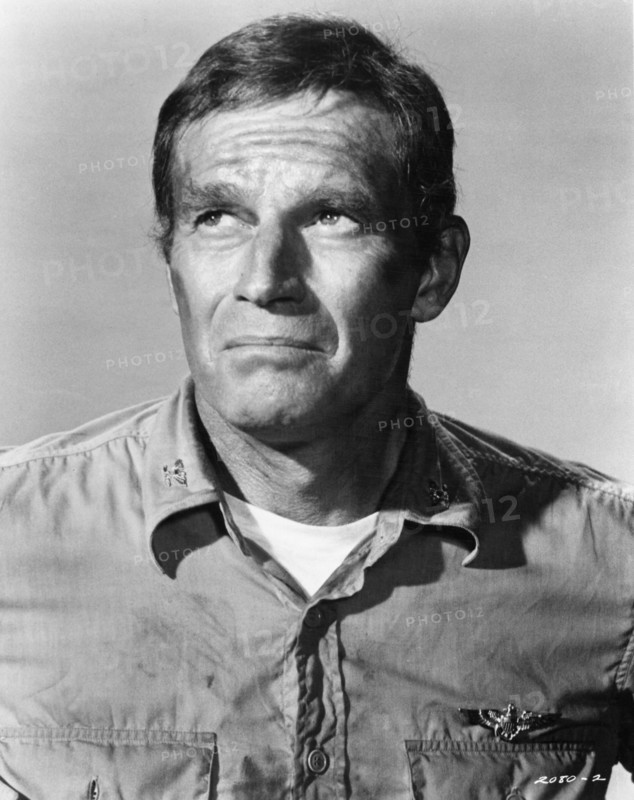 Charlton Heston on-set of the  Film, "Midway", 1976