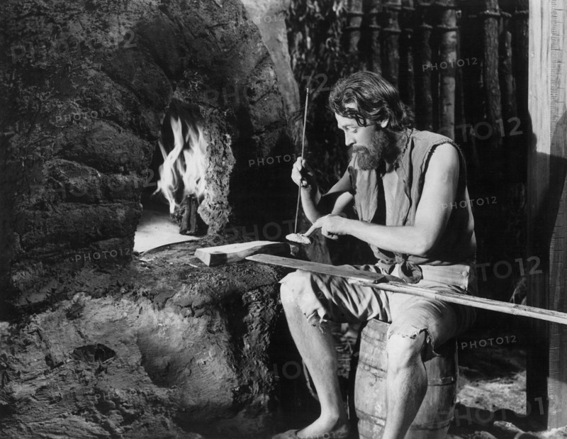 Dan O'Herlihy on-set of the Film, "Adventures of Robinson Crusoe", 1954