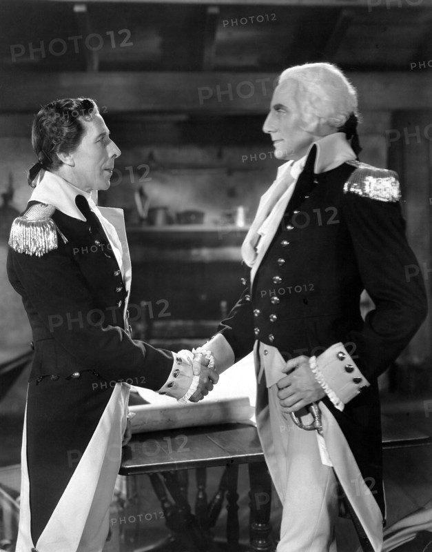 George Arliss and Alan Mowbray on-set of the Film, "Alexander Hamilton", 1931