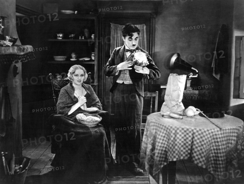 Virginia Cherrill and Charlie Chaplin on-set of the Film, City Lights, 1931