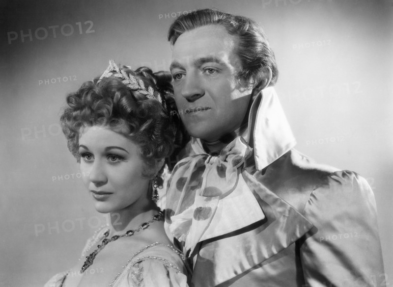 Margaret Leighton and David Niven on-set of the Film, The Elusive Pimpernel, 1950