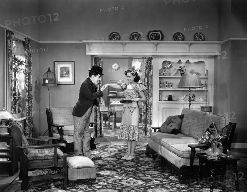 Charlie Chaplin and Paulette Goddard on-set of the Film, Modern Times, 1936