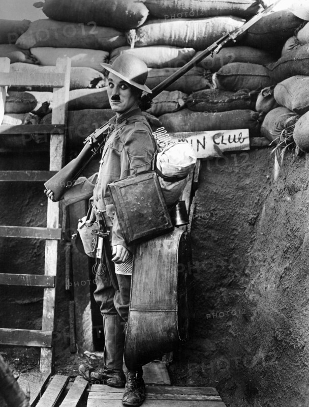 Charlie Chaplin on-set of the Film, Shoulder Arms, 1918