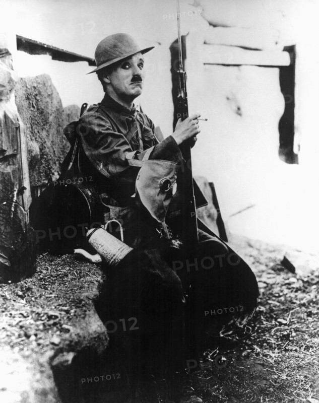 Charlie Chaplin on-set of the Film, Shoulder Arms, 1918