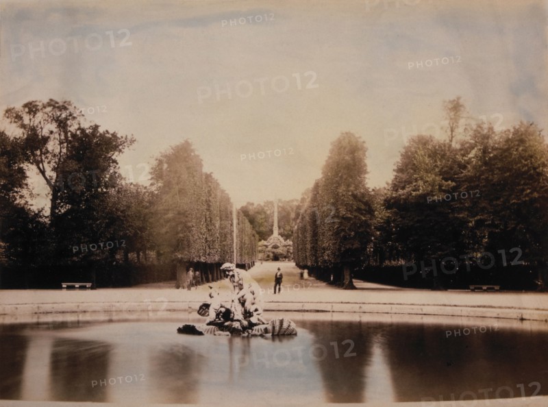 Fountain and Obelisk in Garden, Schonbrunn Palace, Vienna, Austria, circa 1880
