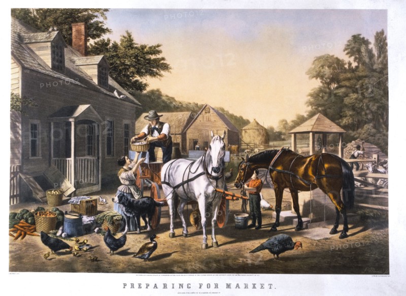 Preparing for Market, Lithograph, Nathaniel Currier, 1856