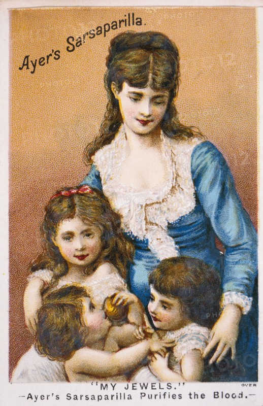 Mother with Children, Ayer's Sarsaparilla, Trade Card, circa 1900