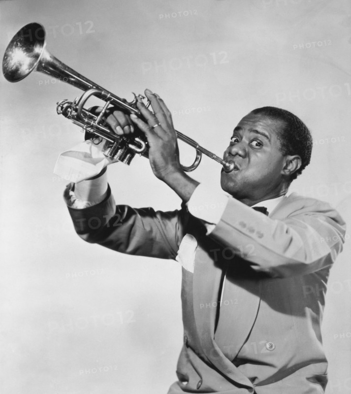 Louis Armstrong (1901-1971),  American Jazz Performer, Playing Trumpet, circa 1950's